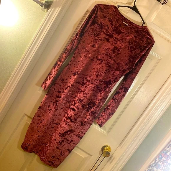 MICHAEL MICHAEL KORS Velur Purple Velvet Long Sleeve Dress - Picture 7 of 11